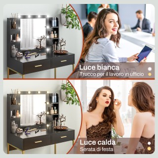 HOMCOM Τραπέζι Μακιγιάζ με 2 Συρτάρια 6 Ράφια Καθρέφτη και Σκαμπό α... HOMCOM Τραπέζι Μακιγιάζ με 2 Συρτάρια 6 Ράφια Καθρέφτη και Σκαμπό α...