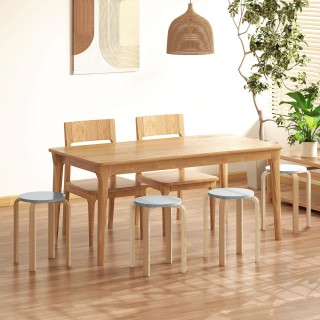 HOMCOM Σετ 4 Στρογγυλά Σκαμπό Στοιβαζόμενα από Γκρι Ξύλο, Ø40x45 εκ...