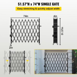 Πτυσσόμενη Πόρτα Ασφαλείας VEVOR, 48 x 71, Ατσάλινη Πόρτα Ακορντεόν...