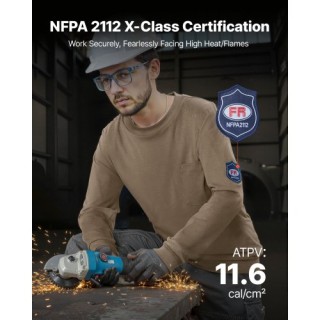 VEVOR Ανδρικό Πουκάμισο FR, Ανθεκτικό στη Φλόγα, Ελαφρύ και Αναπνεύ...
