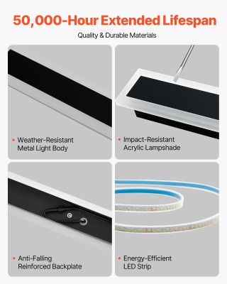 VEVOR Εξωτερικό Φωτιστικό Τοίχου Strip 1000mm - LED, IP65, 3000K, 2...