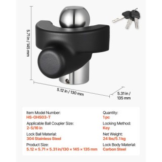 VEVOR Κλειδαριά κοτσαδόρου, Συμβατή με Ζεύκτη 58.7 χιλ., Αντικλεπτι... VEVOR Κλειδαριά κοτσαδόρου, Συμβατή με Ζεύκτη 58.7 χιλ., Αντικλεπτι...