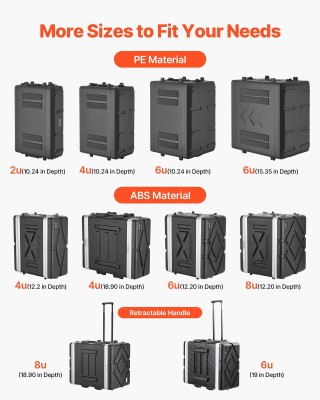 VEVOR Θήκη Rack- Flight Case  6U βάθους 260 mm με υποδοχές μικροφών...