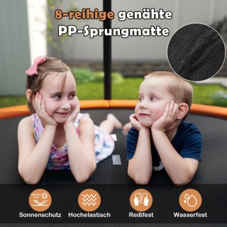 Costway  Πορτοκαλί Στρογγυλό Τραμπολίνο Κήπου Ø244cm με Σκάλα και Δ...