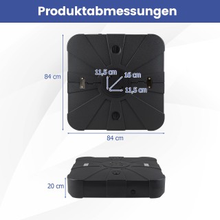 Costway Τετράγωνη Βάση Ομπρέλας 84 εκ. με Ρόδες, Γεμιζόμενη HDPE, 1...