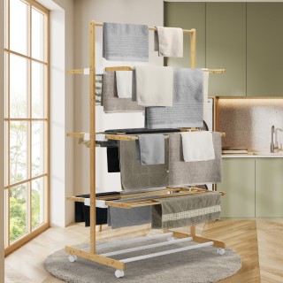 Πτυσσόμενη Απλώστρα 3 Επιπέδων από Μπαμπού 22m απλώματος 85 x 65 x... Πτυσσόμενη Απλώστρα 3 Επιπέδων από Μπαμπού 22m απλώματος 85 x 65 x...