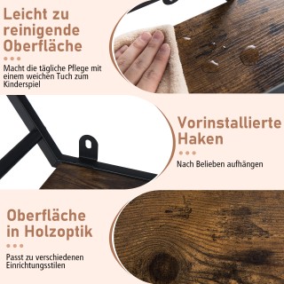 Costway Βιομηχανικό Εξάγωνο Τοιχοραφιέρα 3 Επιπέδων με Διακοσμητικά...