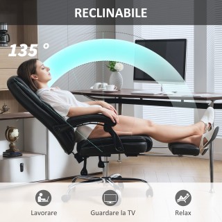 HOMCOM Περιστρεφόμενη Καρέκλα Γραφείου με Ανακλινόμενη Πλάτη και Απ...