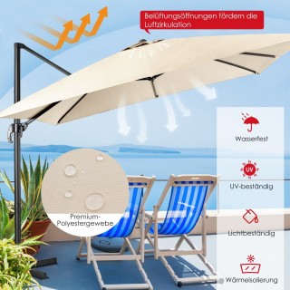 Costway  Πολυλειτουργική Ομπρέλα Κήπου 3x3m με Περιστροφή 360° και ...