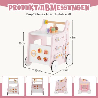 Costway Ροζ Ξύλινος Περπατούρα με Χώρο Αποθήκευσης - Ζαχαροπλαστείο...