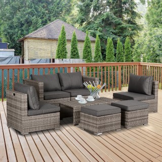 Outsunny Garden Lounge σε PE Rattan 8 τεμαχίων με γκρι δομή αλουμιν...