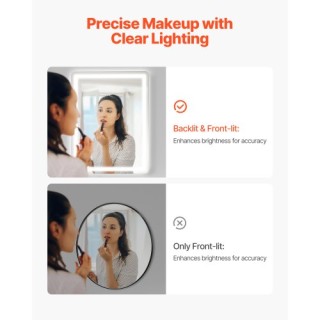 VEVOR Καθρέφτης Μπάνιου LED με 3 Χρώματα και Αντιθαμβωτική Λειτουργ...