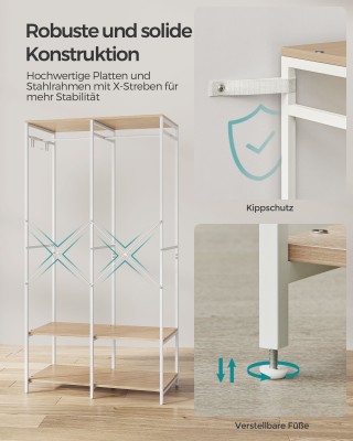 Φορητή Ντουλάπα SONGMICS, 40 x 94.5 x 180 cm, Μπεζ Φορητή Ντουλάπα SONGMICS, 40 x 94.5 x 180 cm, Μπεζ