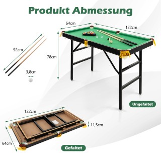 Costway  Πτυσσόμενο Τραπέζι Μπιλιάρδου με Αξεσουάρ – 2 Στέκες, 2 Κι...