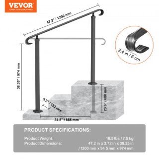 VEVOR Σιδερένιο Κιγκλίδωμα Σκαλοπατιών, Ρυθμιζόμενο Μαύρο Κιγκλίδω... VEVOR Σιδερένιο Κιγκλίδωμα Σκαλοπατιών, Ρυθμιζόμενο Μαύρο Κιγκλίδω...