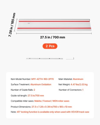 VEVOR Οδηγός Ράγας για Δισκοπρίονο 1397mm, Συμβατός με Makita, Fest...