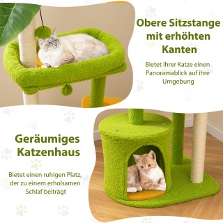 Costway Μεγάλος Πύργος για Γάτες με Τεχνητά Φύλλα Πράσινος PV10348GN
