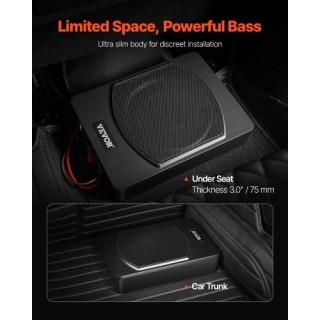VEVOR 10 240W Υποκάθισμα Αυτοκινήτου Υπογούφερ Λεπτό Ενισχυμένο Σύσ...