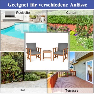 Costway  Σετ Έπιπλα Συνομιλίας από Ακακία: Πολυτελείς Πολυθρόνες με...