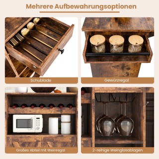 Costway Πολυλειτουργικό Νησί Κουζίνας με Αναδιπλούμενη Επιφάνεια κα...