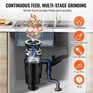 VEVOR  Απορριμματοφάγος 1/2 HP 3820 RPM EZ Connect  GDLJCLQ12HPZ5NZ...