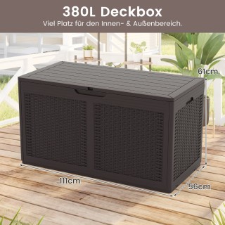 Costway Καφέ Αδιάβροχο Κουτί Αποθήκευσης με Ρόδες 380L NP12401BN