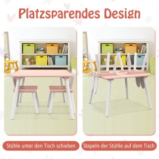 Costway  Σετ Παιδικού Τραπεζιού και Καρεκλών με Αυτιά Λαγού για Παι...