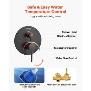 VEVOR Σετ Ντους με 10 Στρογγυλή Κεφαλή Βροχής και Χειροκίνητο Ντους...