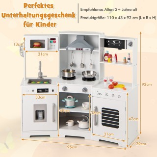 Costway Παιδική Κουζίνα με Ρεαλιστικούς Ήχους & Φώτα Ξύλινο Σετ Μαγ...