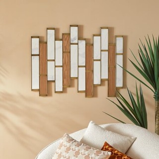 Διακοσμητικό Τοίχου 96 x 1,5 x 74,5 cm με Εφέ Μαρμάρου & Ξύλου 2057...