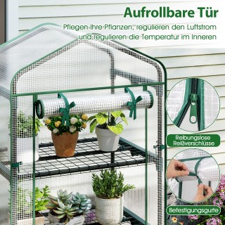 Costway Μίνι Θερμοκήπιο με 5 Ράφια & PE Κάλυψη & Πόρτα με Φερμουάρ ...