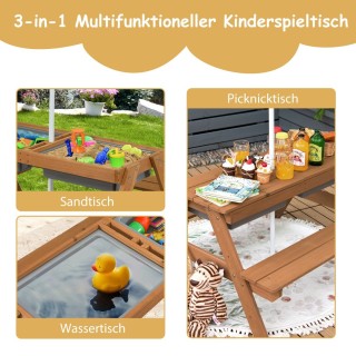 Costway  3-σε-1 Παιδικό Τραπέζι Δραστηριοτήτων με Αποσπώμενη Ομπρέλ...