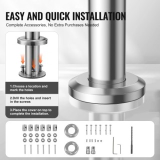 VEVOR  Κουπαστές 59in για Εξωτερικά Σκαλοπάτια με 3 Σταυρούς για Βε...