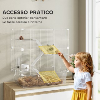 PawHut Πολυεπίπεδο Κλουβί Τρωκτικών 73x47x80 εκ, Λευκό D51-490V00WT