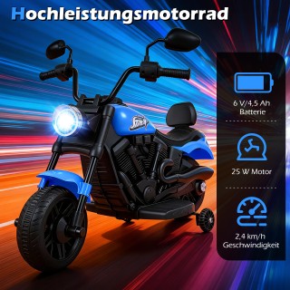 Costway Παιδική μηχανή Chopper 6V με μουσική, φως, πεντάλ και 2 βοη...