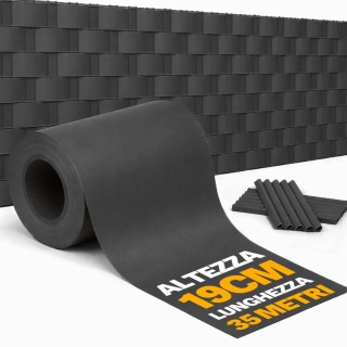 BAKAJI Πλαίσιο Περίφραξης PVC Ανθρακί 19 x 35 m, Αδιαφανές, 450 g/m...