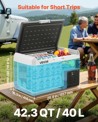 VEVOR Φορητό Ψυγείο Αυτοκινήτου 12V 40L, Ηλεκτρικός Καταψύκτης με Ρ...