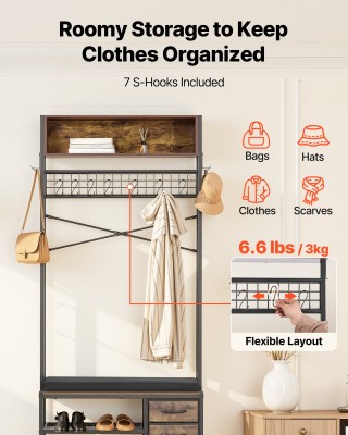 VEVOR Πολυλειτουργική Κρεμάστρα Εισόδου με Παγκάκι και Συρτάρια, 18... VEVOR Πολυλειτουργική Κρεμάστρα Εισόδου με Παγκάκι και Συρτάρια, 18...