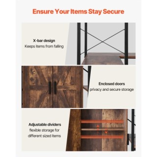 VEVOR Βιβλιοθήκη Γωνίας 6 Επιπέδων με Πόρτες και L-Σχήματος Ράφι ZL...