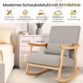 Costway  Μοντέρνα Κουνιστή Πολυθρόνα με Ψηλή Πλάτη & Μαξιλάρι Καθίσ...