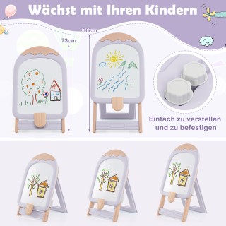 Costway Παιδική Ρυθμιζόμενη Πτυσσόμενη Καβαλέτα με Καρέκλα και Λευκ...