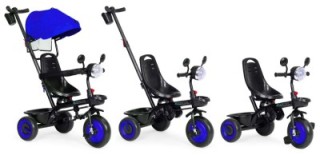 ECOTOYS Παιδικό τρίκυκλο καρότσι 3 σε 1 με περιστρεφόμενο κάθισμα κ...