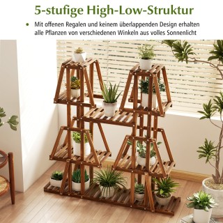 Costway ξύλινη ραφιέρα φυτών φυτοσκάλα τραπεζοειδής ραφιέρα λουλουδ...