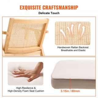 Καρέκλα VEVOR Rattan, Μοντέρνα Καρέκλα Τραπεζαρίας με Μπράτσα, Μπεζ... Καρέκλα VEVOR Rattan, Μοντέρνα Καρέκλα Τραπεζαρίας με Μπράτσα, Μπεζ...