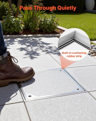 VEVOR Καπάκι Φρεατίου με Κάσα, 300 x 300mm Αθέατο Χωνευτό Κάλυμμα Ε...