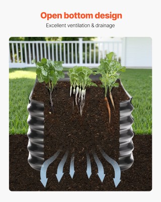 VEVOR Μεταλλικό Υπερυψωμένο Παρτέρι, Σκοτεινό Γκρι, 2.0 x 0.6 x 0.4...