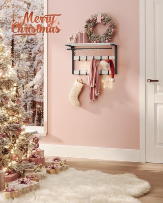 VASAGLE Ράφι Τοίχου 65x30x30cm με Αφαιρούμενους Γάντζους και Κρεμασ...