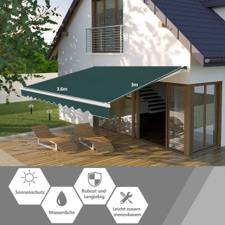 Costway Πτυσσόμενη Πράσινη Τέντα Μπάλκονι με Μανιβέλα 360 x 300 cm ... Costway Πτυσσόμενη Πράσινη Τέντα Μπάλκονι με Μανιβέλα 360 x 300 cm ...