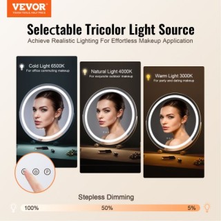 VEVOR  Καθρέφτης Μακιγιάζ LED 20 με Φώτα & Έξυπνη Αφή για Υπνοδωμάτ...