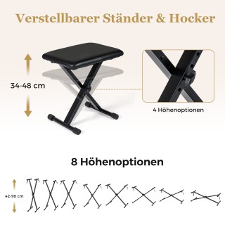 Costway Πιάνο με 88 Πλήκτρα & Ρυθμιζόμενο Σταντ & Σκαμπό & Πεντάλ S... Costway Πιάνο με 88 Πλήκτρα & Ρυθμιζόμενο Σταντ & Σκαμπό & Πεντάλ S...